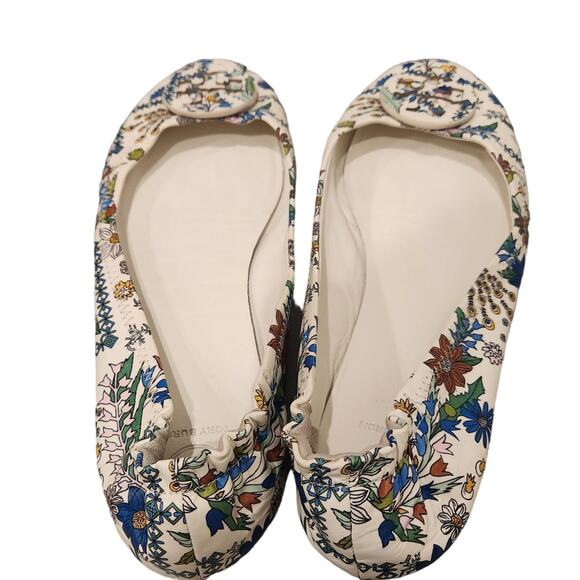 Tory Burch Minnie Ivory Meadow Folly leather ballet flats size 8.5 - Picture 3 of 9